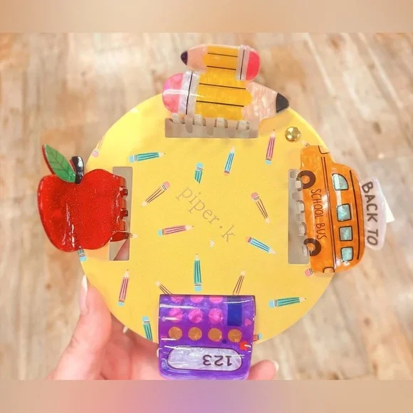 NWT ✏️ 🍎 Piper K back to school hair clips set of 4 - Picture 3 of 16